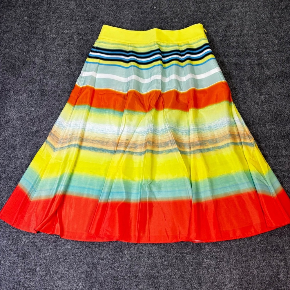 Ted‎ Baker London Striped A Line Midi Skirt Yellow Blue Orange Women's Size 1